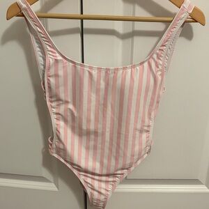 Kenny Flowers XS Pink and White Striped One-Piece Swimsuit